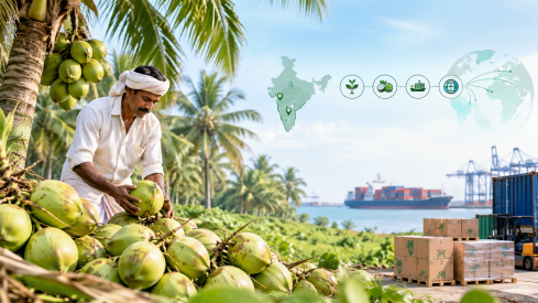Leading producer of coconut in India with coconut farming, Indian farmers and coconut exports